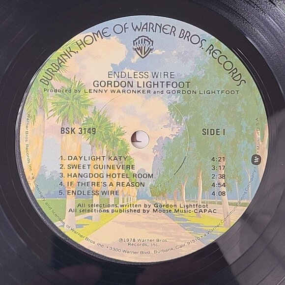 Gordon Lightfoot Endless Wire 12" LP Vinyl Album 1978 Warner Bros BSK 3149 LA - Picture 6 of 11